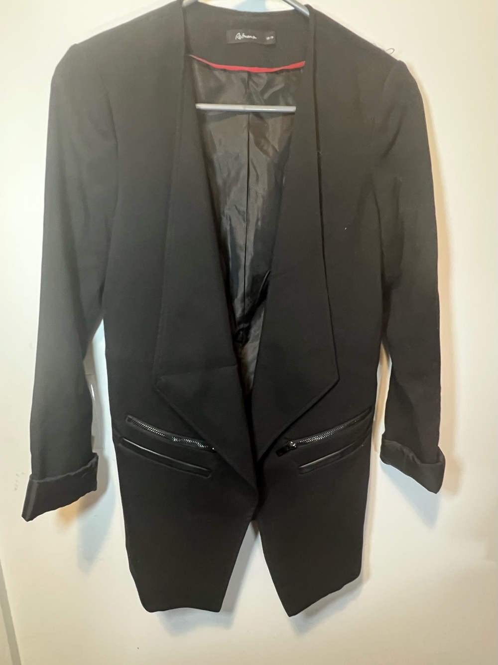 Reitmans Black Long Blazer with Zipper Accents